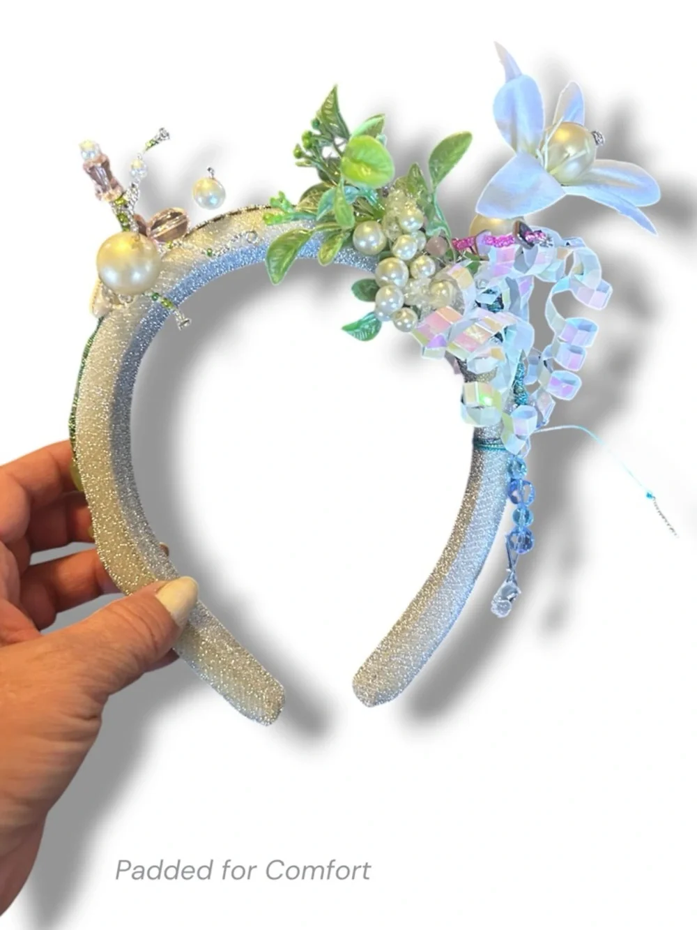 NEW Upcycled Artisan Beaded Floral Festival Crown Wearable Art Hair Accessory OS